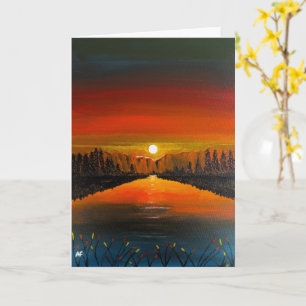 Tarjeta Puesta de sol sobre Canyon Lake Pintura de Alfred 