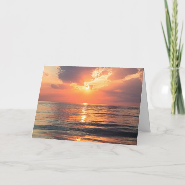 Tarjeta puesta de sol sobre el agua (Anverso)