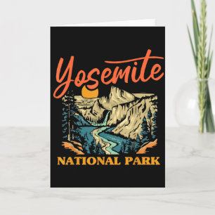 Tarjeta Puesta de sol vintage del Parque Nacional Yosemite