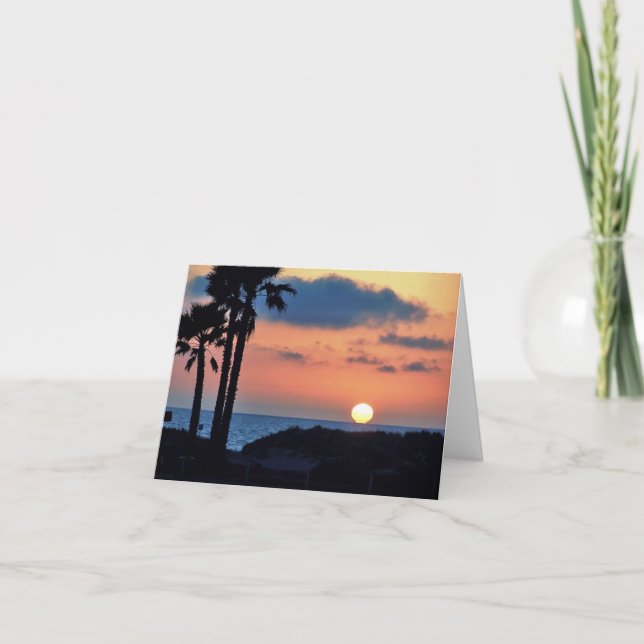 Tarjeta Puesta del sol de California en la playa de (Anverso)