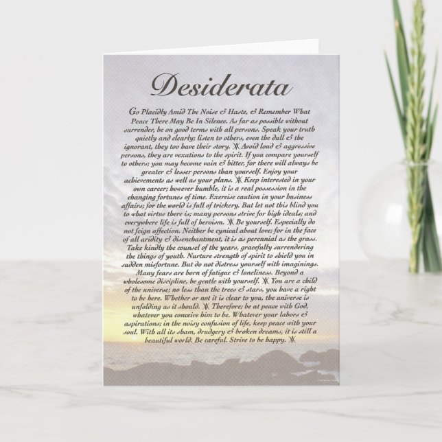 Tarjeta Puesta del sol de Card=Ocean de los DESIDERÁTUMS (Anverso)
