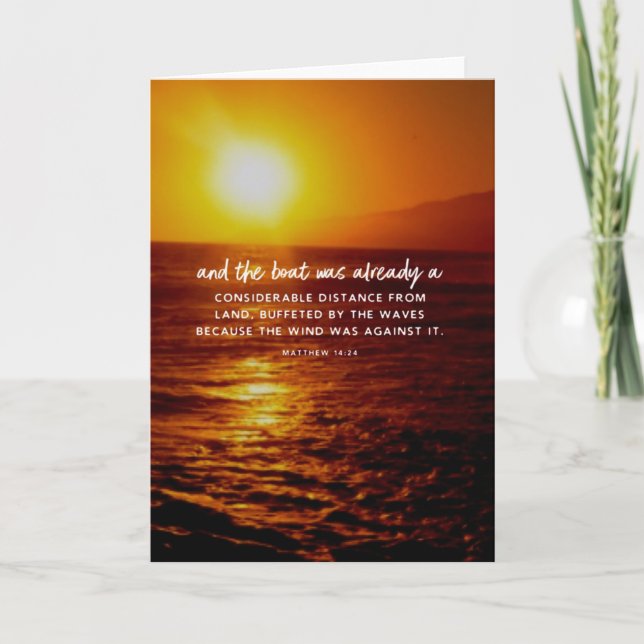 Tarjeta Puesta del sol del océano del verso de la biblia (Anverso)