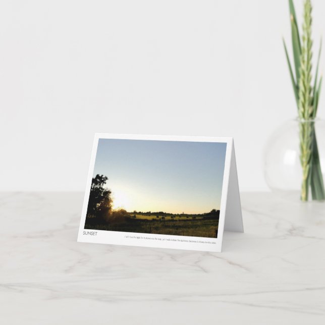 Tarjeta Puesta del sol del país sobre la foto Notecard de (Anverso)