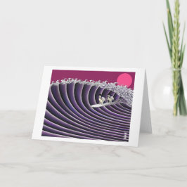 Tarjeta puesta del sol japonesa que practica surf