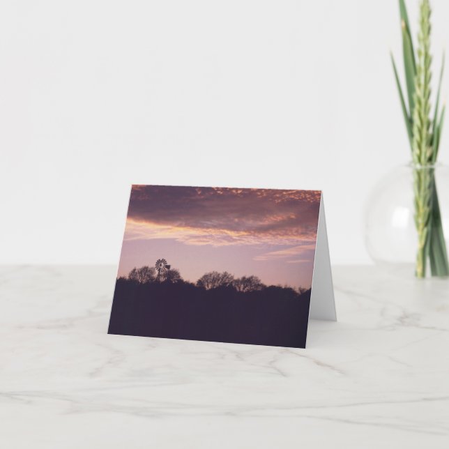 Tarjeta Puesta del sol Notecard #1 del molino de viento (Anverso)