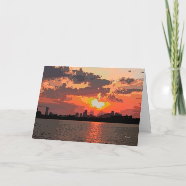 Tarjeta Puesta del sol--pensamiento en usted (Anverso)