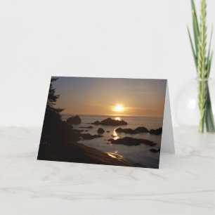 Tarjeta Puesta del sol sobre bahía del arquero