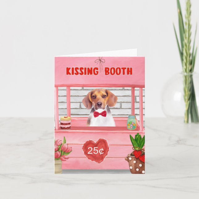 Tarjeta Puesto de besos de perro Beagle día de San Valentí (Anverso)