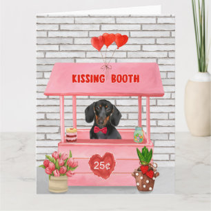 Tarjeta Puesto de besos del perro Dachshund el día de San 