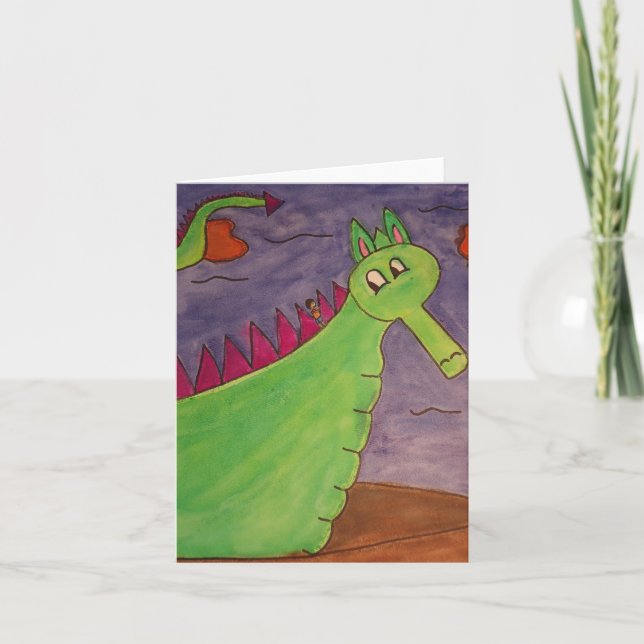 Tarjeta Puff the Magic Dragon - acuarelas (Anverso)