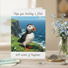 Tarjeta Puffin Happy Birthday Wishes