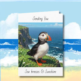 Tarjeta Puffin | Pensando en Ti | Buenos Deseos