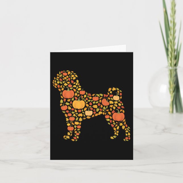 Tarjeta Pug Acción de Gracias Perro Lover Cae Café Calabaz (Anverso)