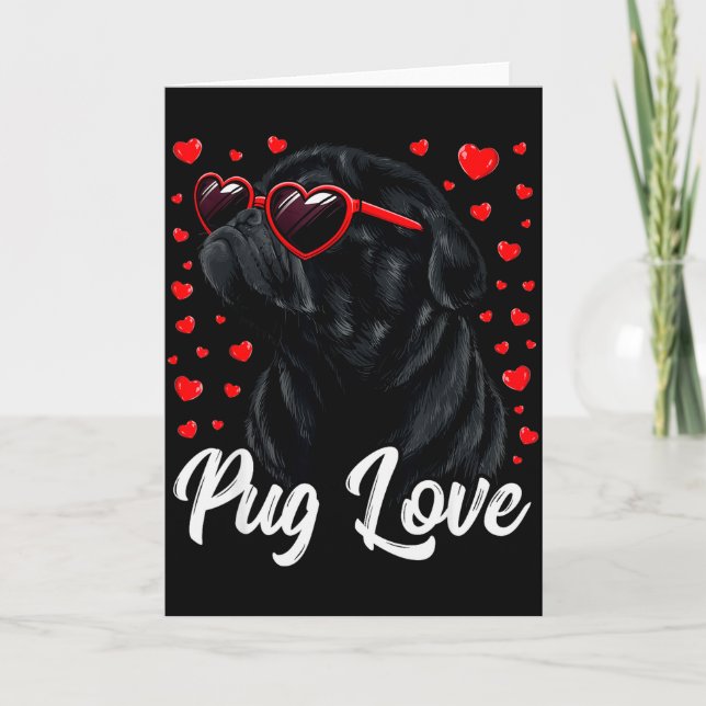 Tarjeta Pug Amor Pug Mamá San Valentín Pug Negro Uni Adult (Anverso)