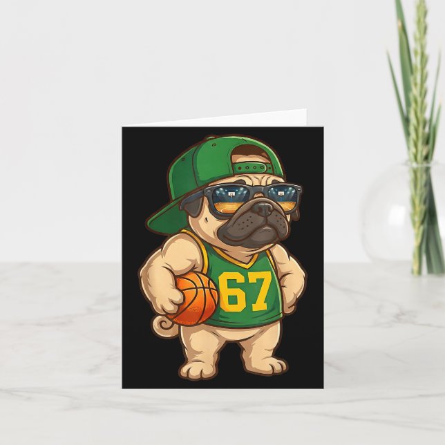 Tarjeta Pug Basketball Dog 67 Gen Alpha Slang Srts Men Boy (Anverso)
