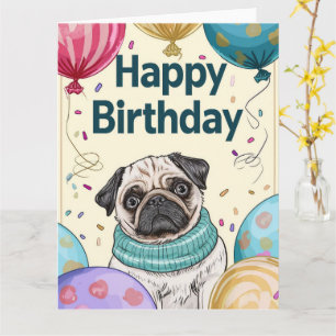 Tarjeta Pug Cartoon Anime Cupcake Patas