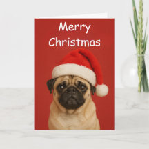 Pug con sombrero de Santa Personalización de Navid