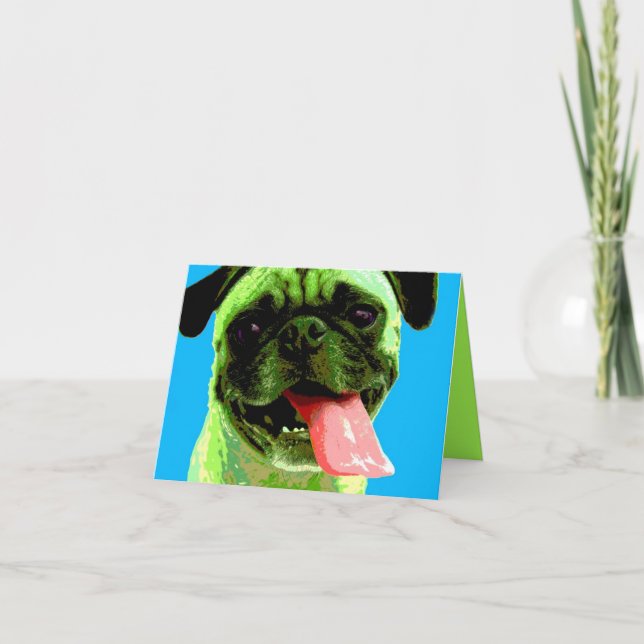 Tarjeta Pug de arte pop (Anverso)