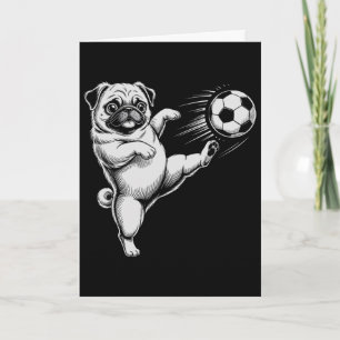 Tarjeta Pug de fútbol adorable papá perro jugará club gole