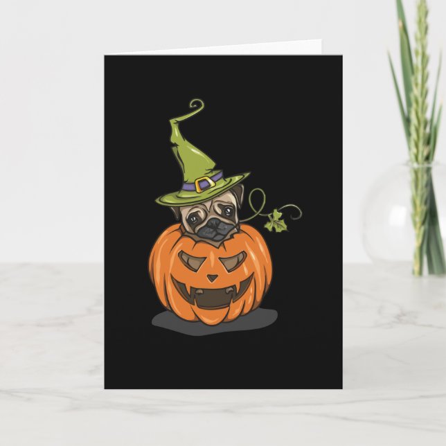 Tarjeta Pug de Halloween (Anverso)