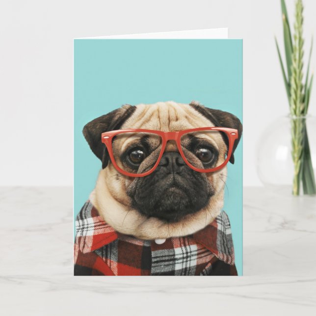 Tarjeta Pug de la camiseta de plástico (Anverso)