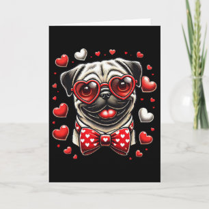 Tarjeta Pug Divertido Corazón Cabeza San Valentín Pug Muje