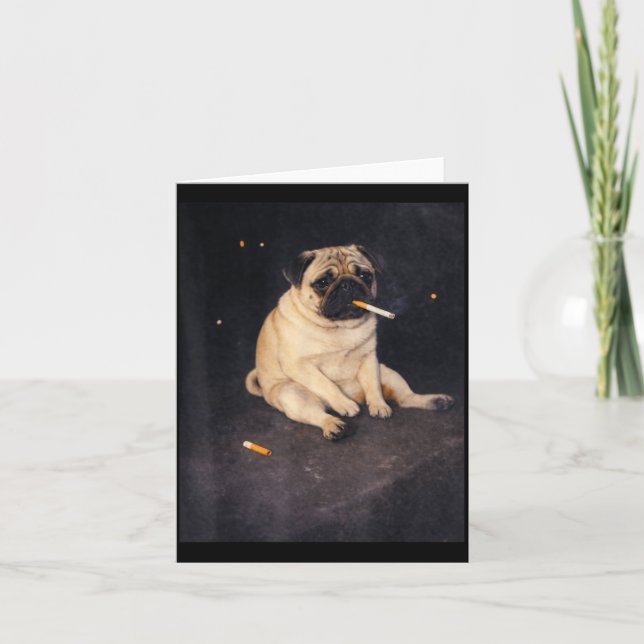 Tarjeta Pug divertido fumando meme cigarrillo perro meme c (Anverso)
