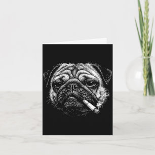 Tarjeta Pug divertido fumando un cigarrillo meme perro ahu
