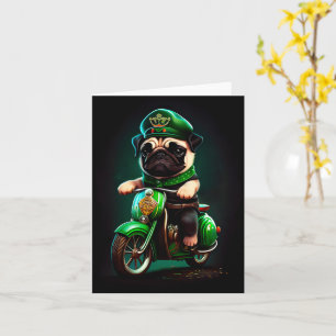Tarjeta Pug Dog Driving Bike St.