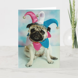 Tarjeta Pug Dog Jester Clown