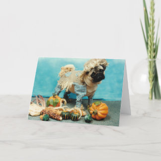 Tarjeta Pug Dog Scarecrow