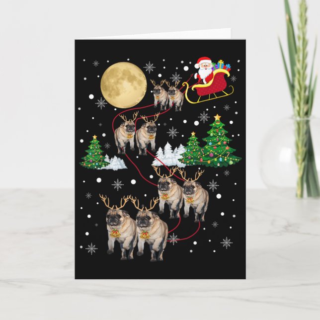 Tarjeta Pug Dogs Tree Christmas Sweater Xmas Pet Animal Do (Anverso)