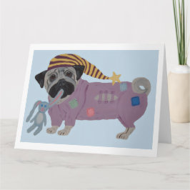 Tarjeta Pug en pijamas 