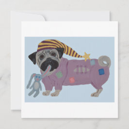 Tarjeta Pug en pijamas