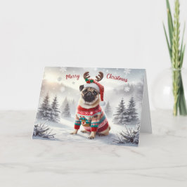 Tarjeta Pug festivo