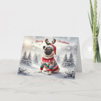 Tarjeta Pug festivo