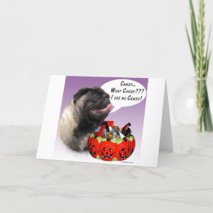 Tarjeta Pug (flauta) Halloween Candy