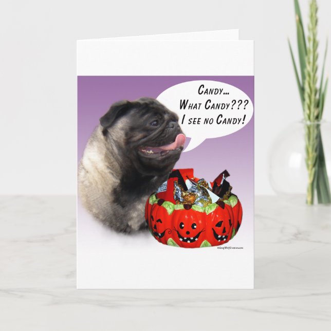 Tarjeta Pug (flauta) Halloween Candy (Anverso)
