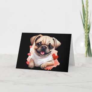 Tarjeta Pug lindo del día de San Valentín
