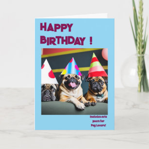 Tarjeta PUG lindo del perro divertido