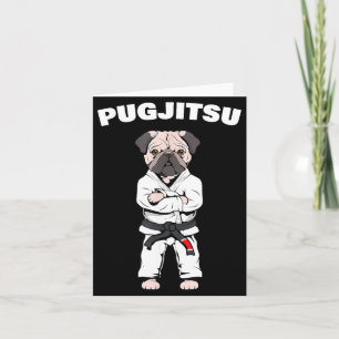 Tarjeta Pug Lindo Divertido Jiu Jitsu Cinturón Negro Bjj J