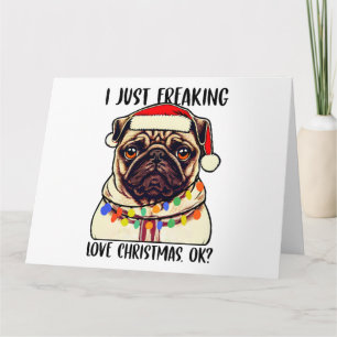 Tarjeta Pug Me Encanta La Navidad Ok Amantes De Pug