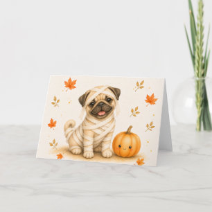 Tarjeta Pug Momia Halloween