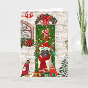 Tarjeta Pug Perro Navidad