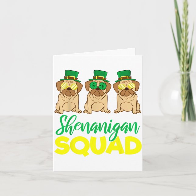 Tarjeta Pug Squad Funny Lucky St Patricks Day 2020 Team Gr (Anverso)