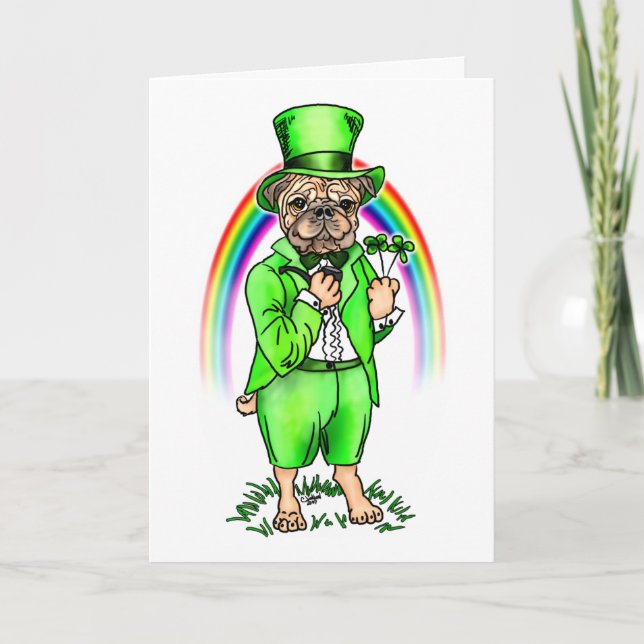 Tarjeta Pug St Patrick's Day (Anverso)