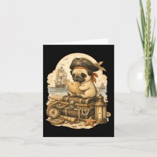 Tarjeta Pug vestido como un pirata Pug perro divertido Hal