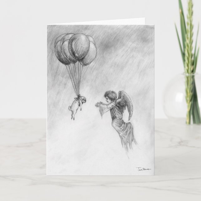 Tarjeta Pug y Angel (Anverso)