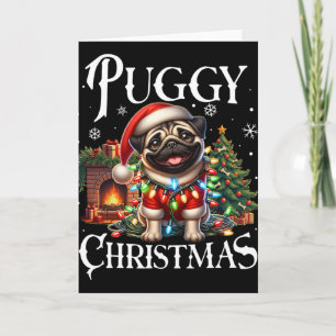 Tarjeta Puggy Navidad Pug Xmas Pug Santa Claus Pug