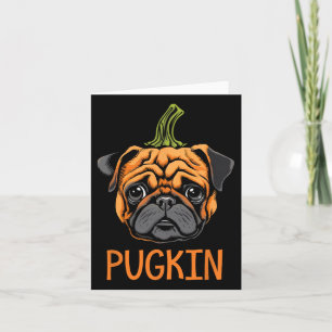 Tarjeta Pugkin Pug Halloween Calabaza De Acción De Gracias